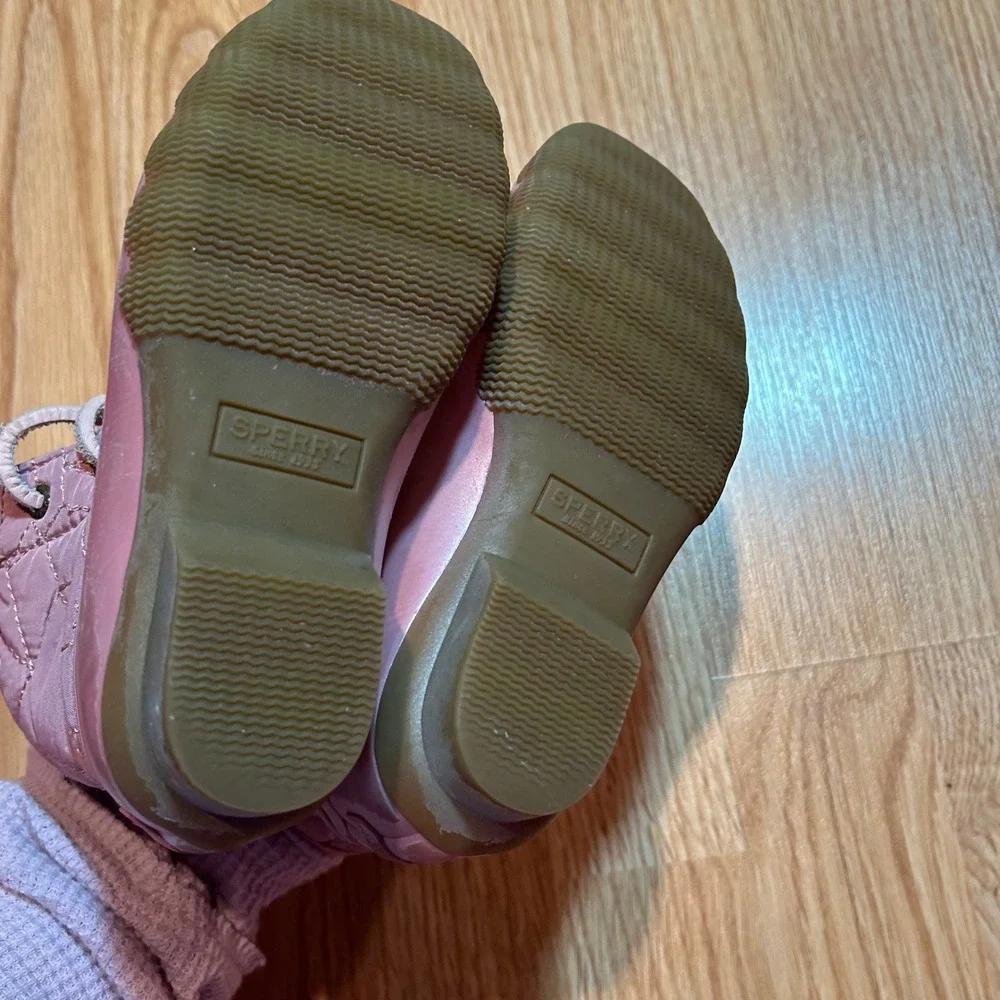 Girls Pink Sperry Duck‎ Boots Quilted Nylon Waterproof Size Little Kid Shoes